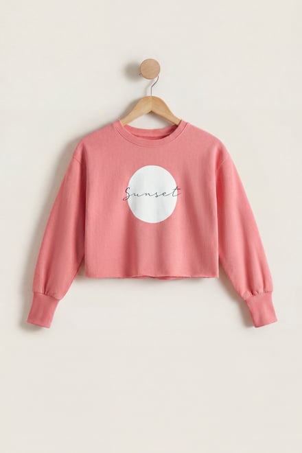 Raw Edge Chest Print Sweatshirt