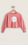 Raw Edge Chest Print Sweatshirt