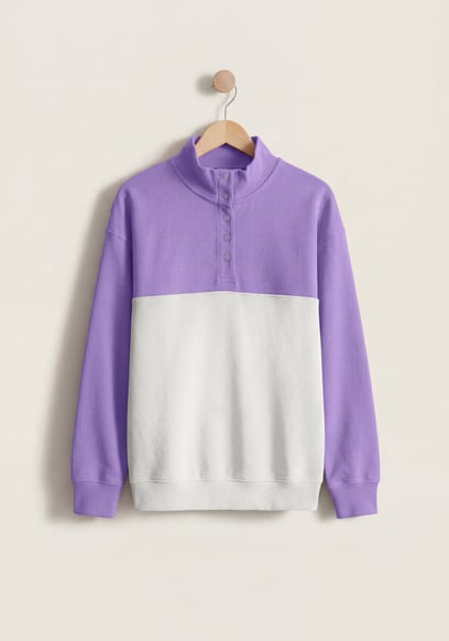 Colour Block LS High Neck Sweatshirt