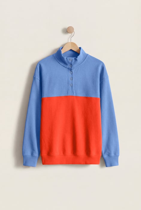 Yellow Colour Block LS High Neck Sweatshirt