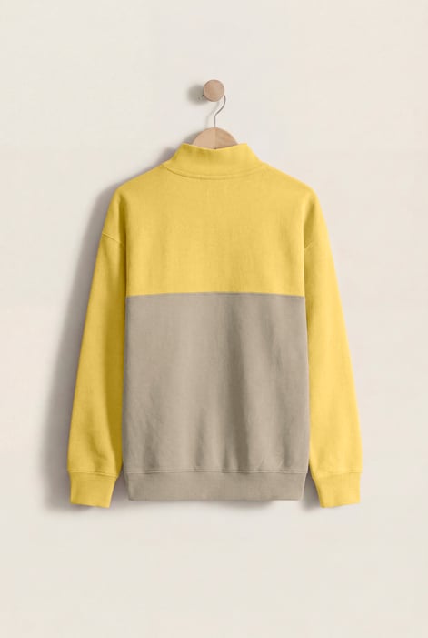 Yellow Colour Block LS High Neck Sweatshirt