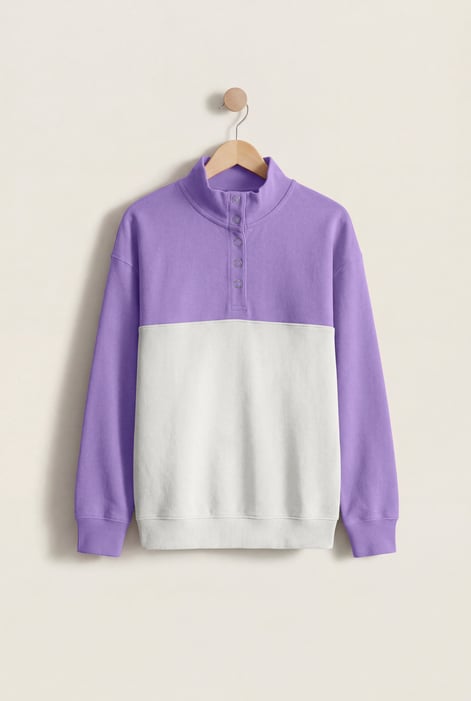 Yellow Colour Block LS High Neck Sweatshirt