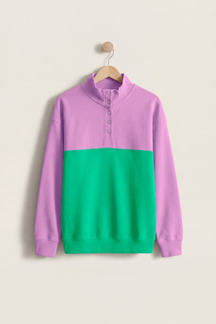 Colour Block LS High Neck Sweatshirt
