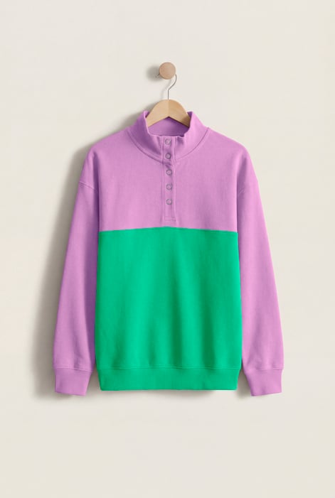 Yellow Colour Block LS High Neck Sweatshirt