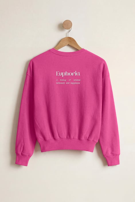 Pink Ribbed Hem Cropped Sweatshirt