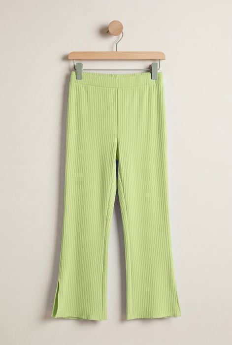 Purple Textured Rib Side Slit Jersey Trousers