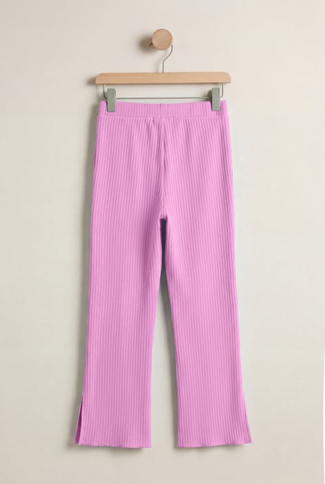 Pink Jersey Ribbed Side slit Leggings