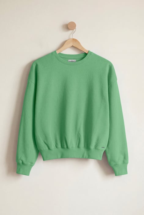 Yellow Ribbed Hem Cropped Sweatshirt
