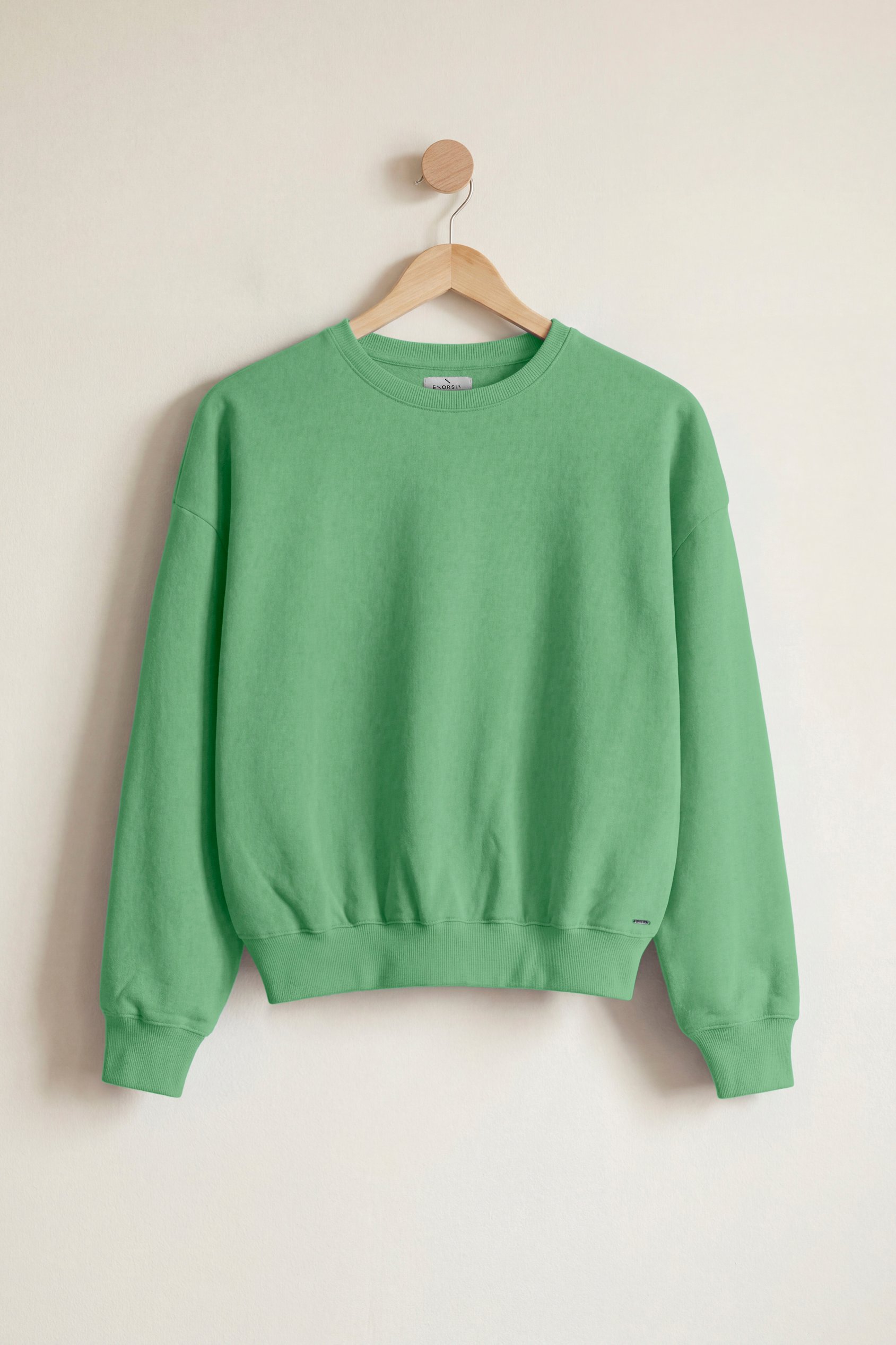Enorsia Women's Green Ribbed Hem Cropped Sweatshirt - Uk 18