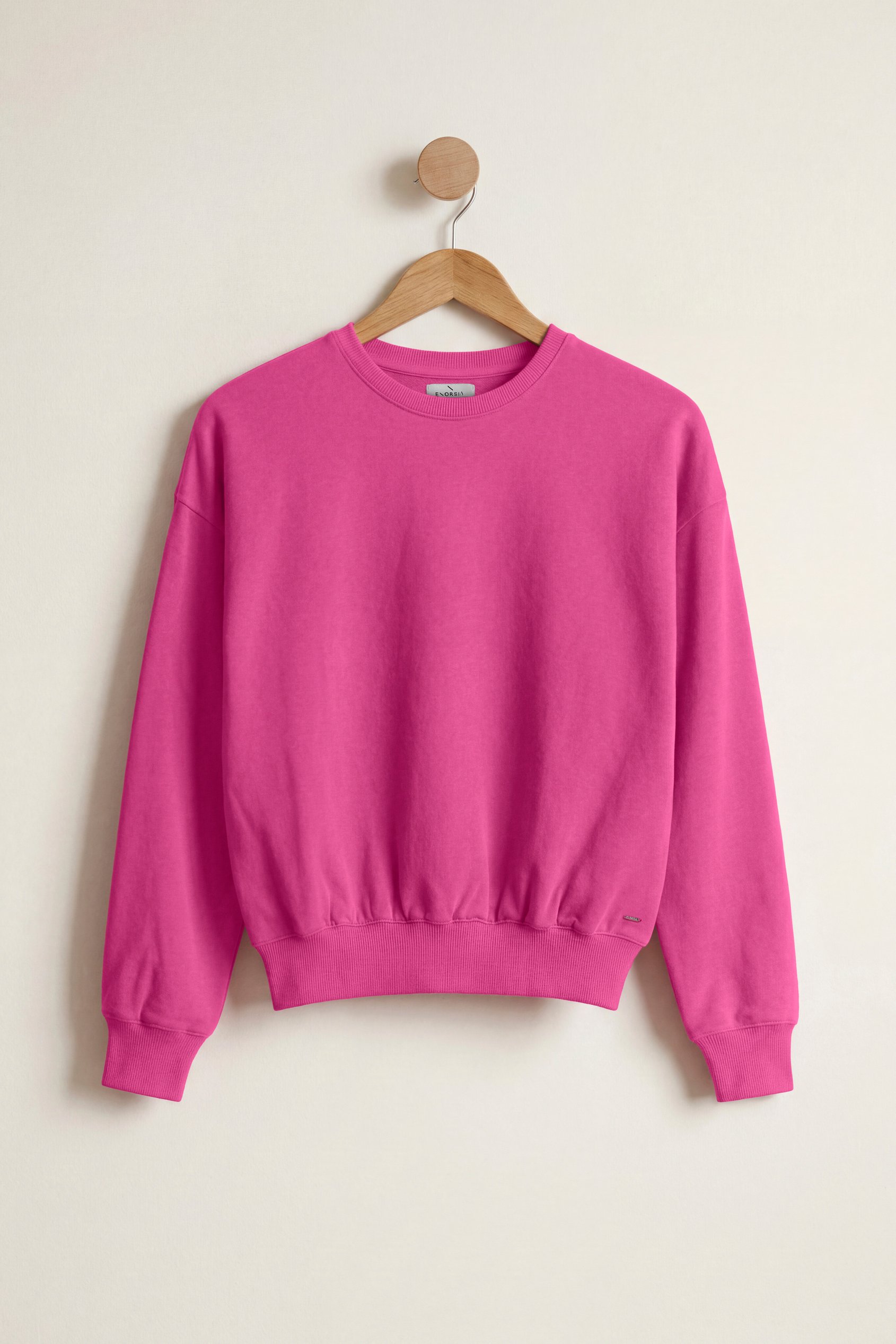 Enorsia Women's Pink Ribbed Hem Cropped Sweatshirt - Uk 8