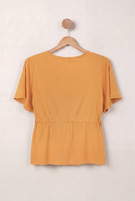 Orange Floral Chest Print T-Shirt