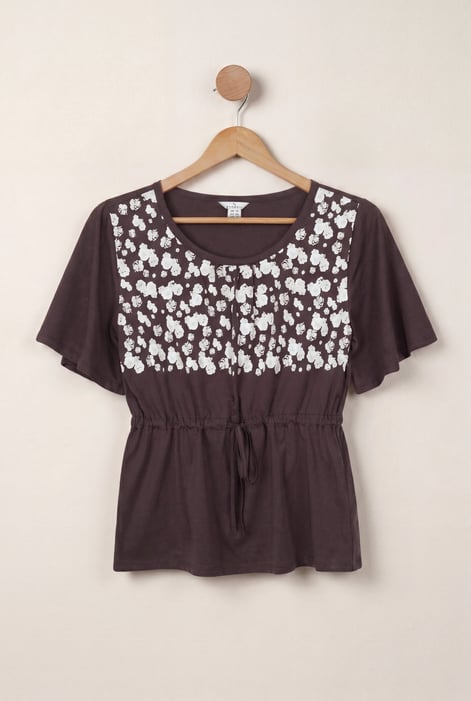 White Floral Chest Print T-Shirt