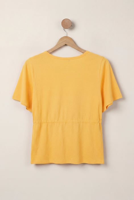 Yellow Floral Chest Print T-Shirt