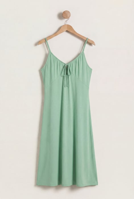 Green Strappy V-Neck Jersey Dress