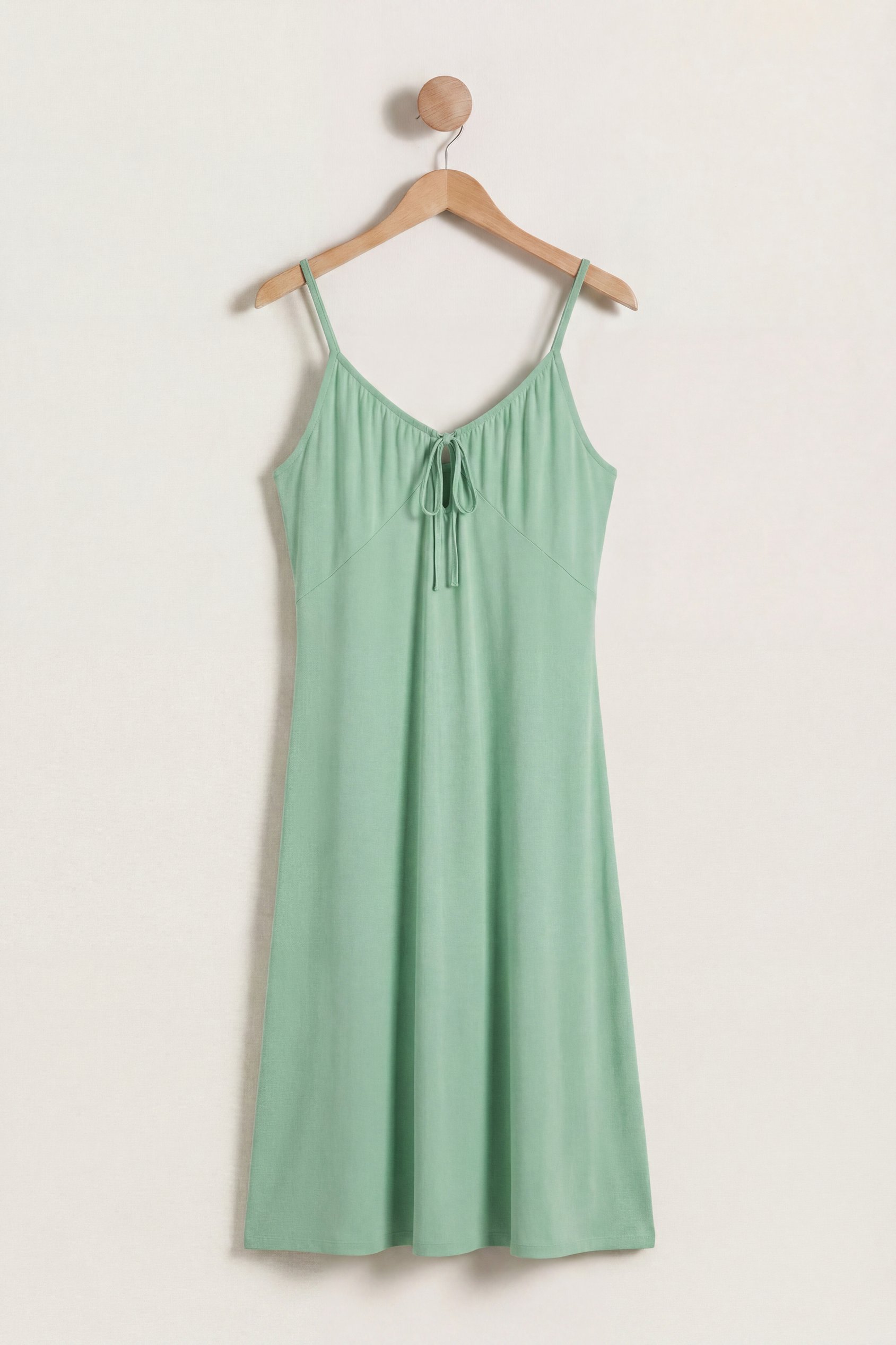 Enorsia Women's Green Strappy Cotton Jersey Midi Nightdress - Uk 14
