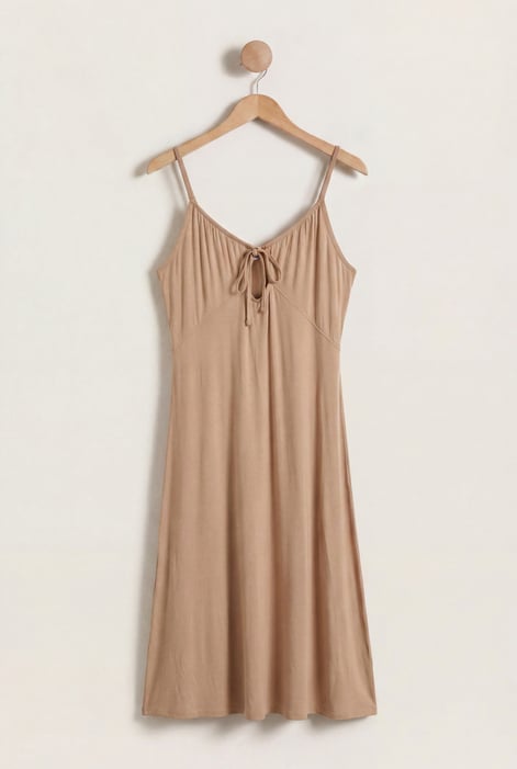 Green Strappy V-Neck Jersey Dress