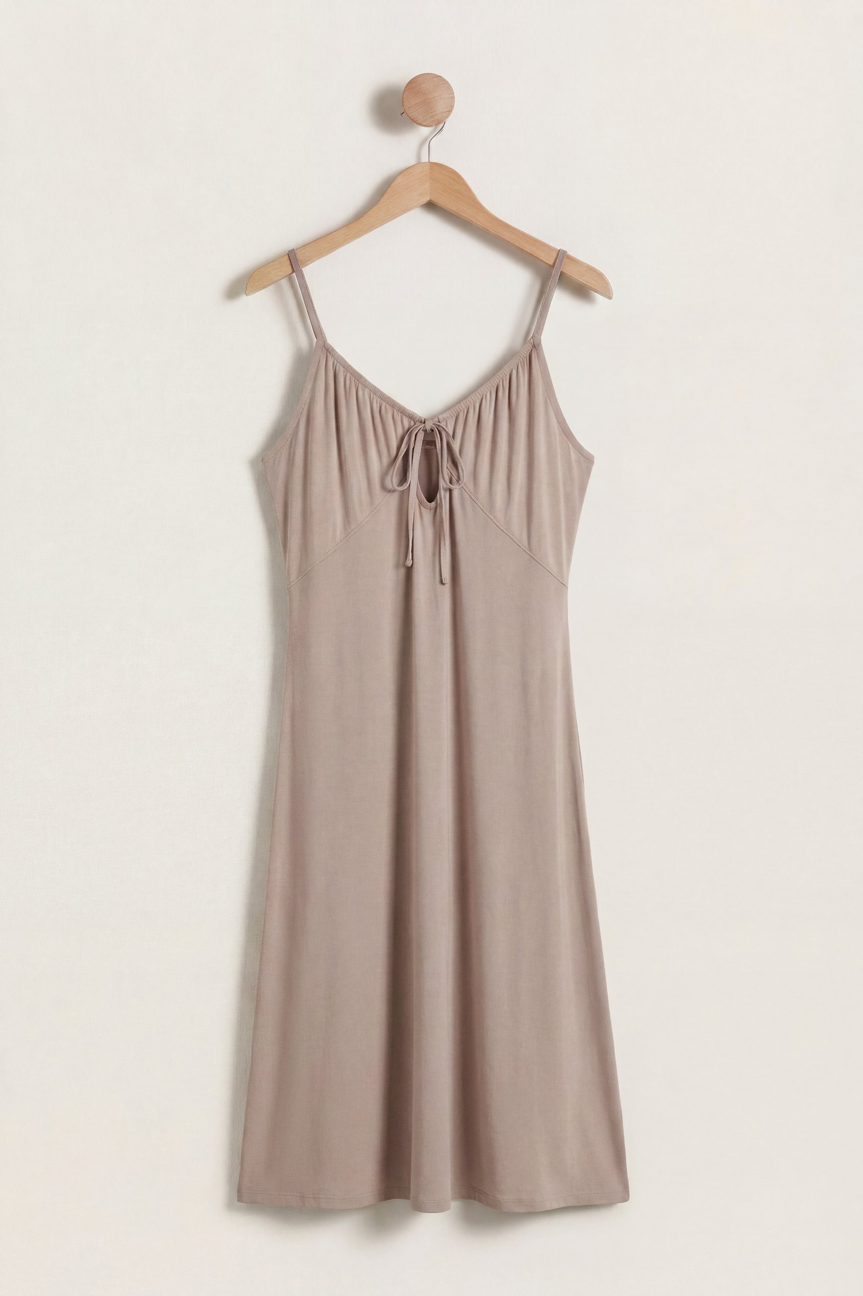 Enorsia Women's Cream Strappy Cotton Jersey Midi Nightdress - Uk 12