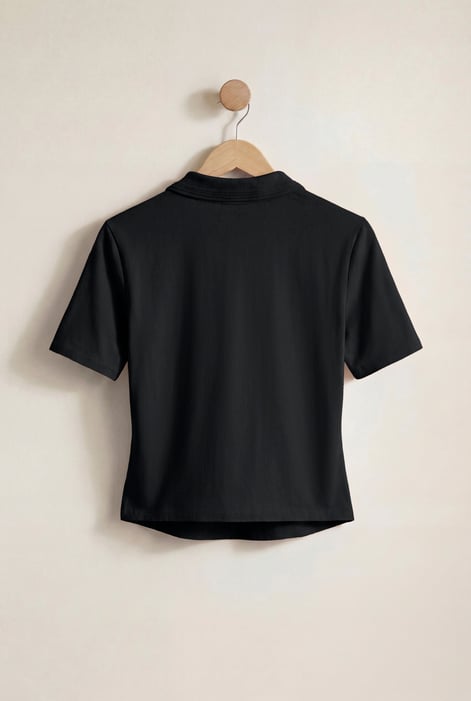 Black V-Neck Polo Shirt