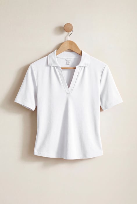 Nude V-Neck Polo Shirt