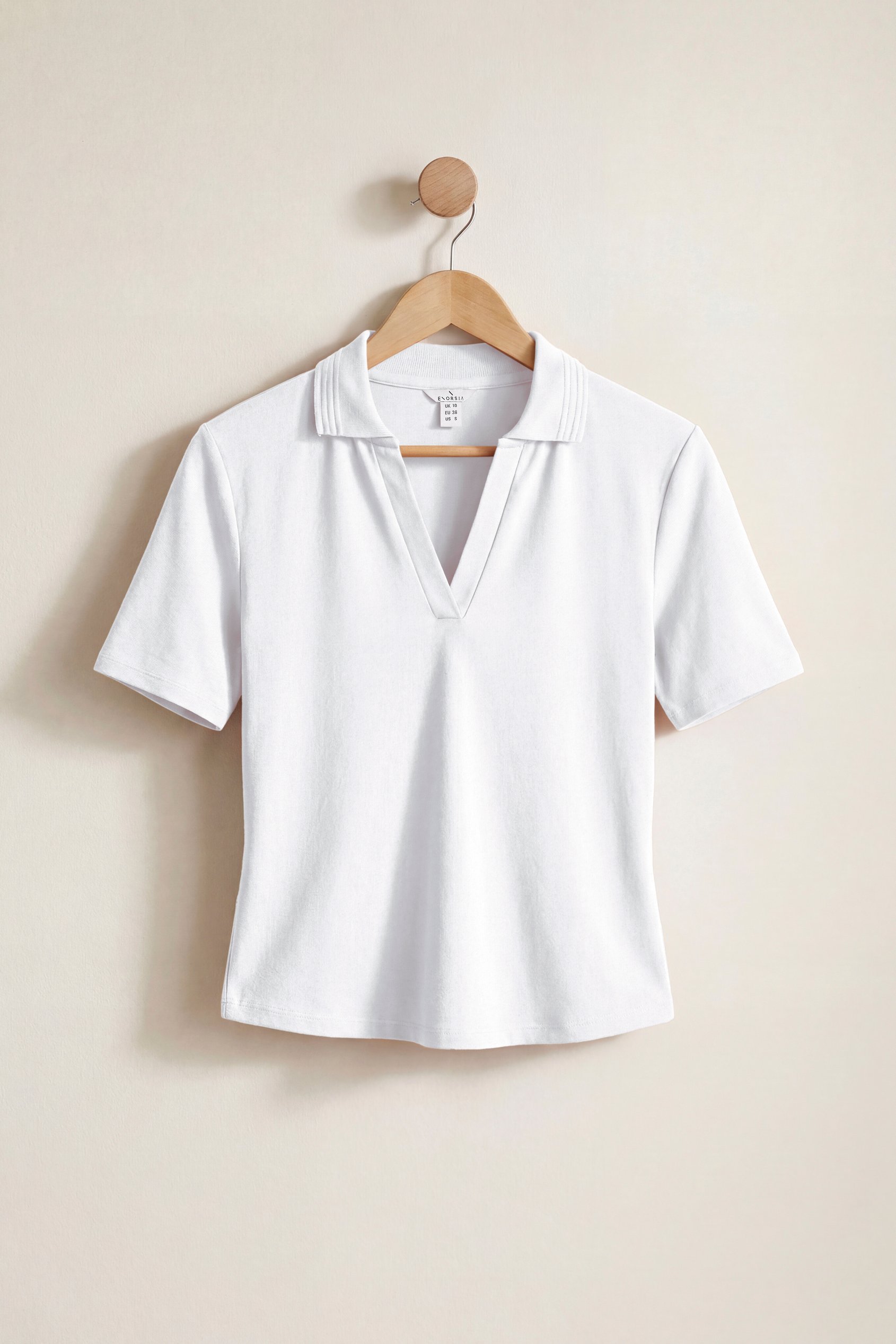 Enorsia Women's White V-Neck Polo Shirt - Uk 14
