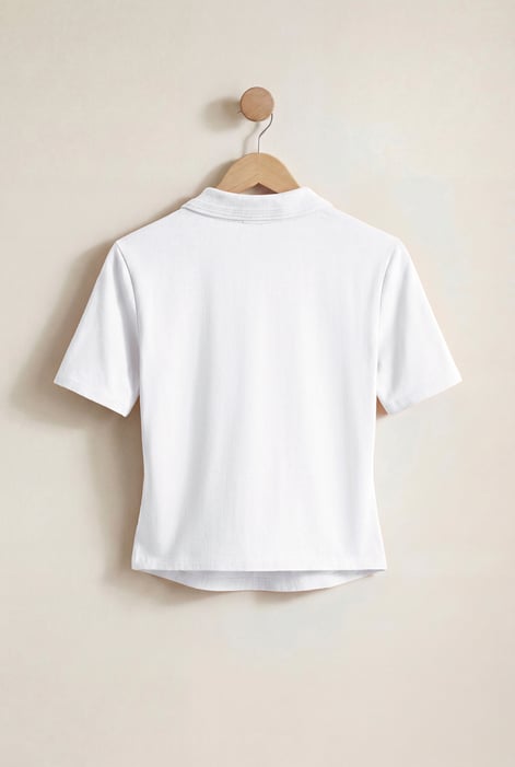 White V-Neck Polo Shirt
