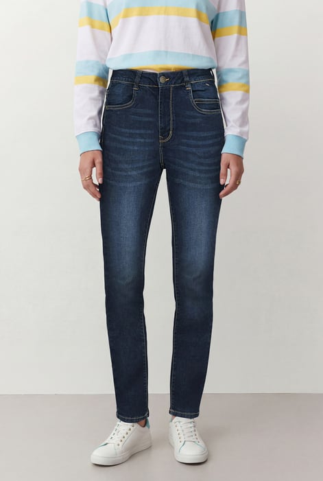 Deep Blue Mid Waist Skinny Jeans
