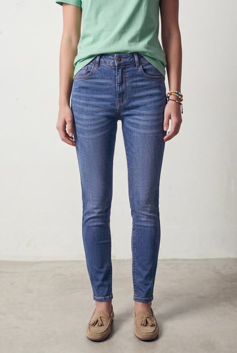 Mid Blue Mid Waist Skinny Jeans