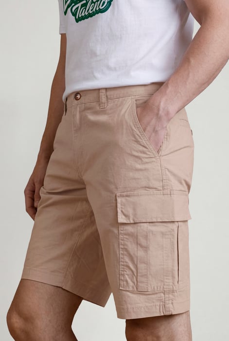 Men's Neutral Stone Cotton Cargo Shorts | Enorsia