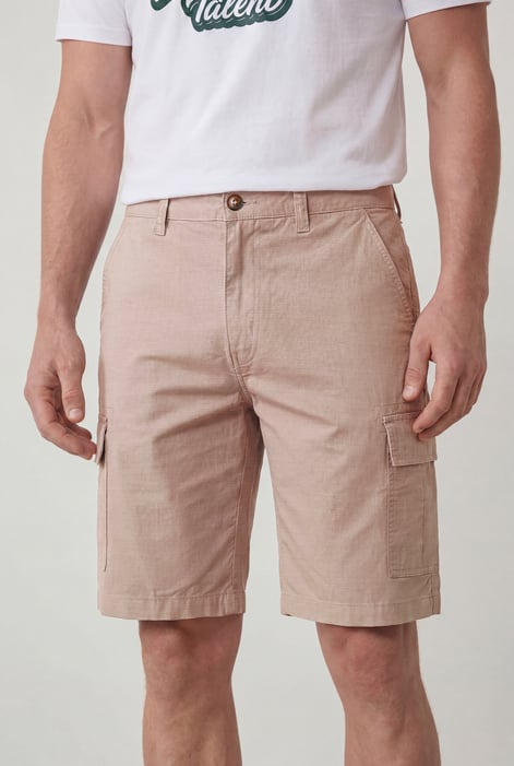 Men's Neutral Stone Cotton Cargo Shorts | Enorsia