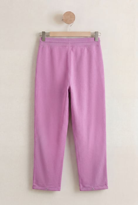 Pink Roll -Up Hem Jersey Trousers