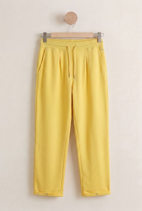 Yellow Roll -Up Hem Jersey Trousers