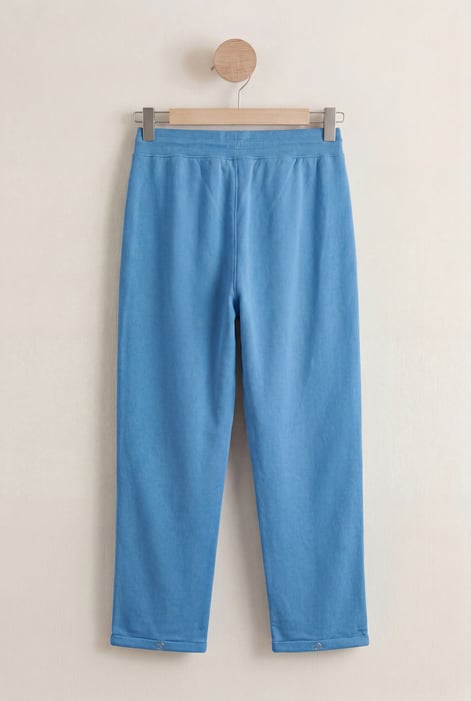 Blue Roll -Up Hem Jersey Trousers