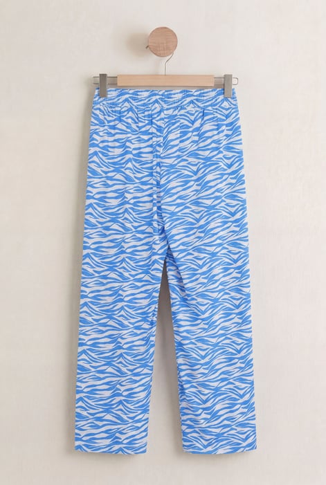 Blue Zebra Print Straight leg Trousers
