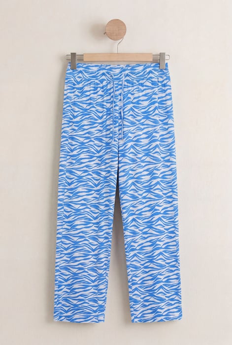 Blue Zebra Print Straight leg Trousers
