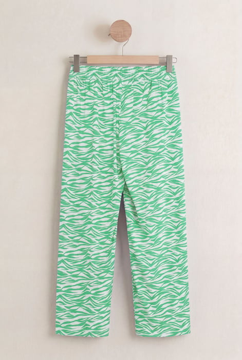 Green Zebra Print Straight leg Trousers