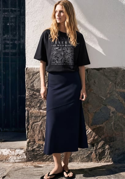 Classic Seam Detail Jersey Skirt