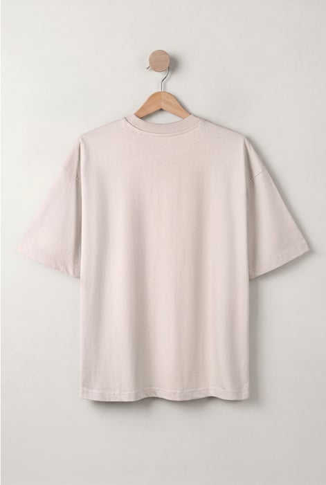 Beige Mix media graphic Oversized T-Shirt | Enorsia