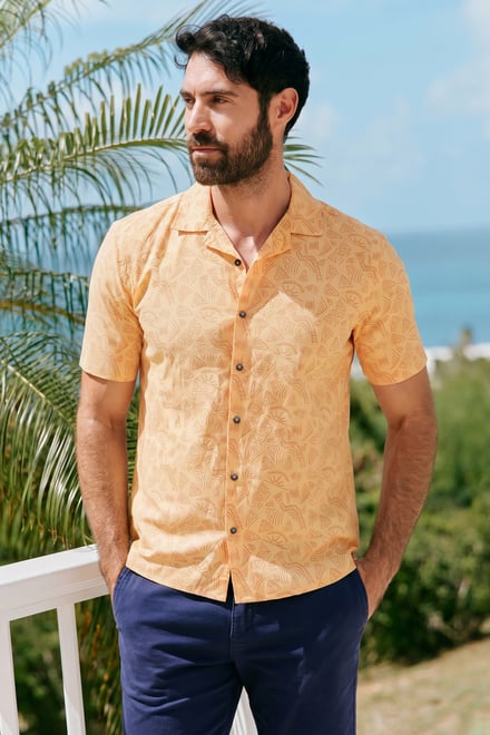 Men's Pencilled Revere Collar Short Sleeve Shirt | Enorsia