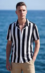 Men's Regular Fit Striped Revere Collar Shirt | Enorsia