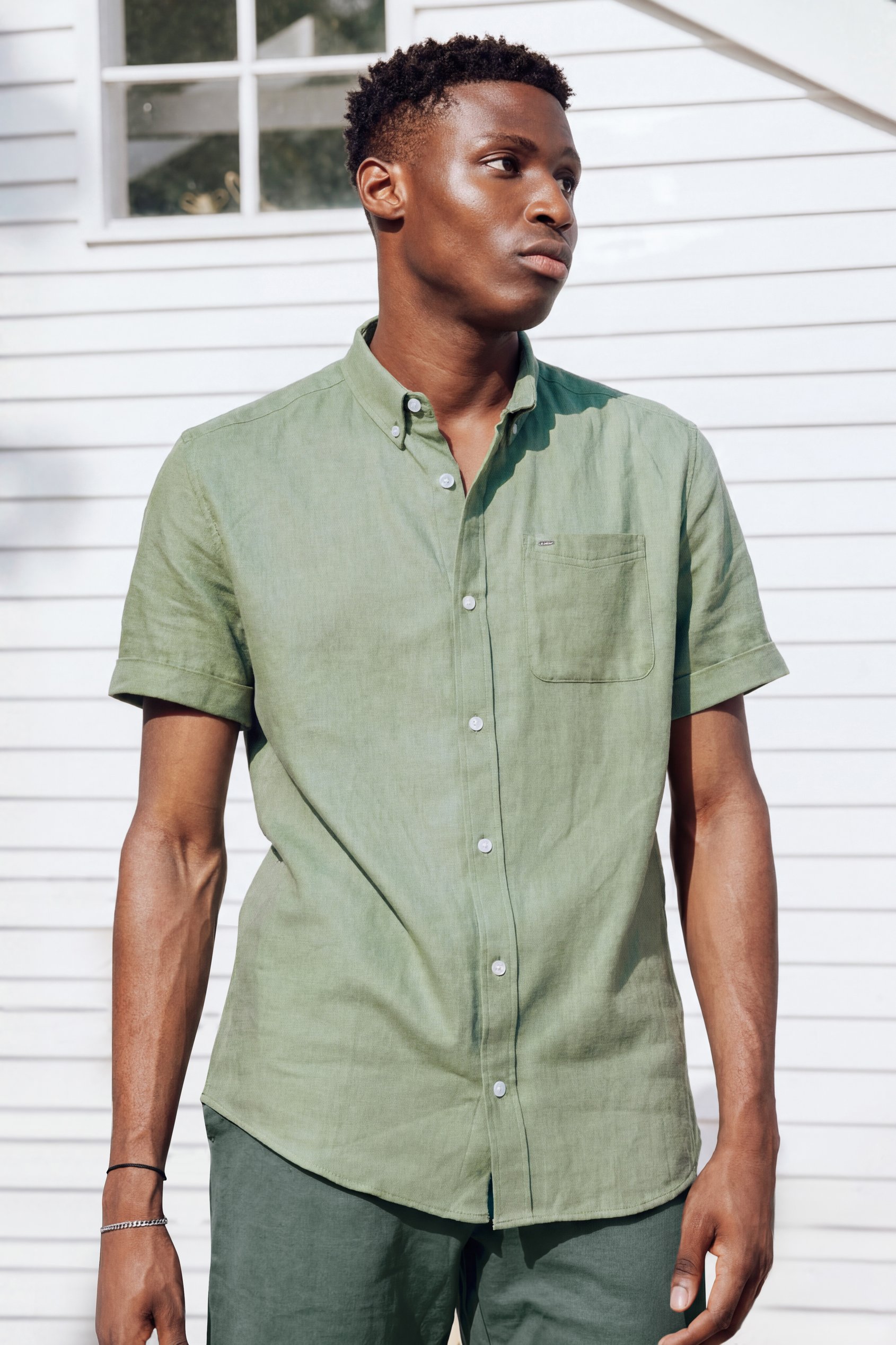 Men's Cotton Linen Roll-Up Sleeve Shirt | Enorsia