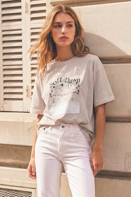Mix Media Graphic Oversized T-Shirt | Enorsia