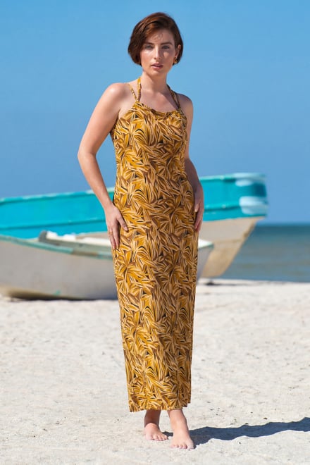 Leaf Floral Strappy Cami Slip Dress