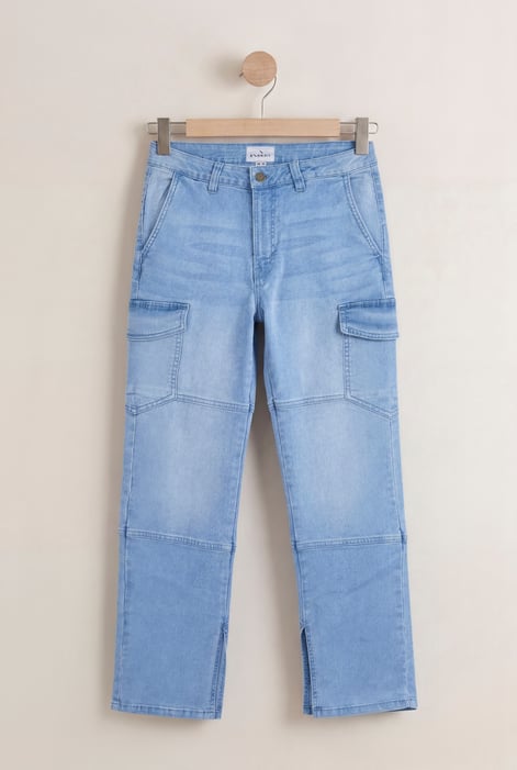 Light Blue Relaxed Utility Side Slit Jeans