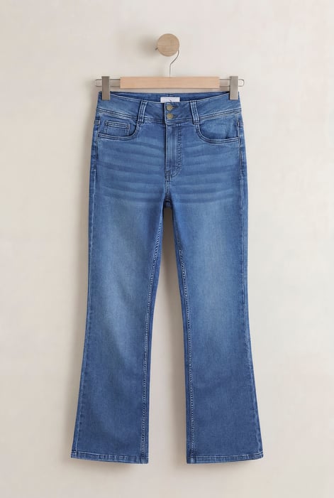 Mid Blue Slim shape Boot cut Jeans