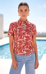 Leaf Printed Semi Crop Shirts
