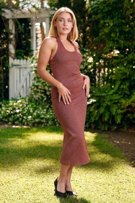 Women's Halter Neck Jersey Midi Dress