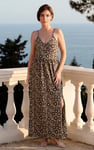 Geo Printed Jersey Wrap Front Maxi Dress