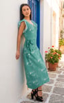 Frill - Sleeve Brush Print Wrap Asymmetric Dress