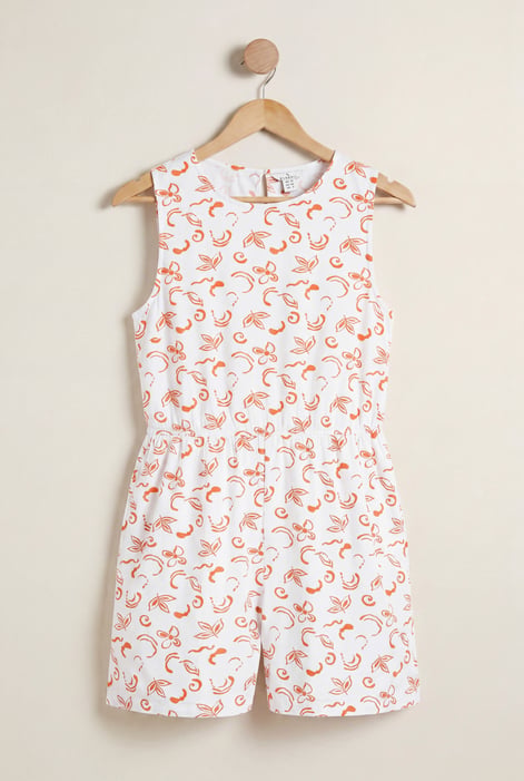 Black Sleeveless All Over Print Playsuit