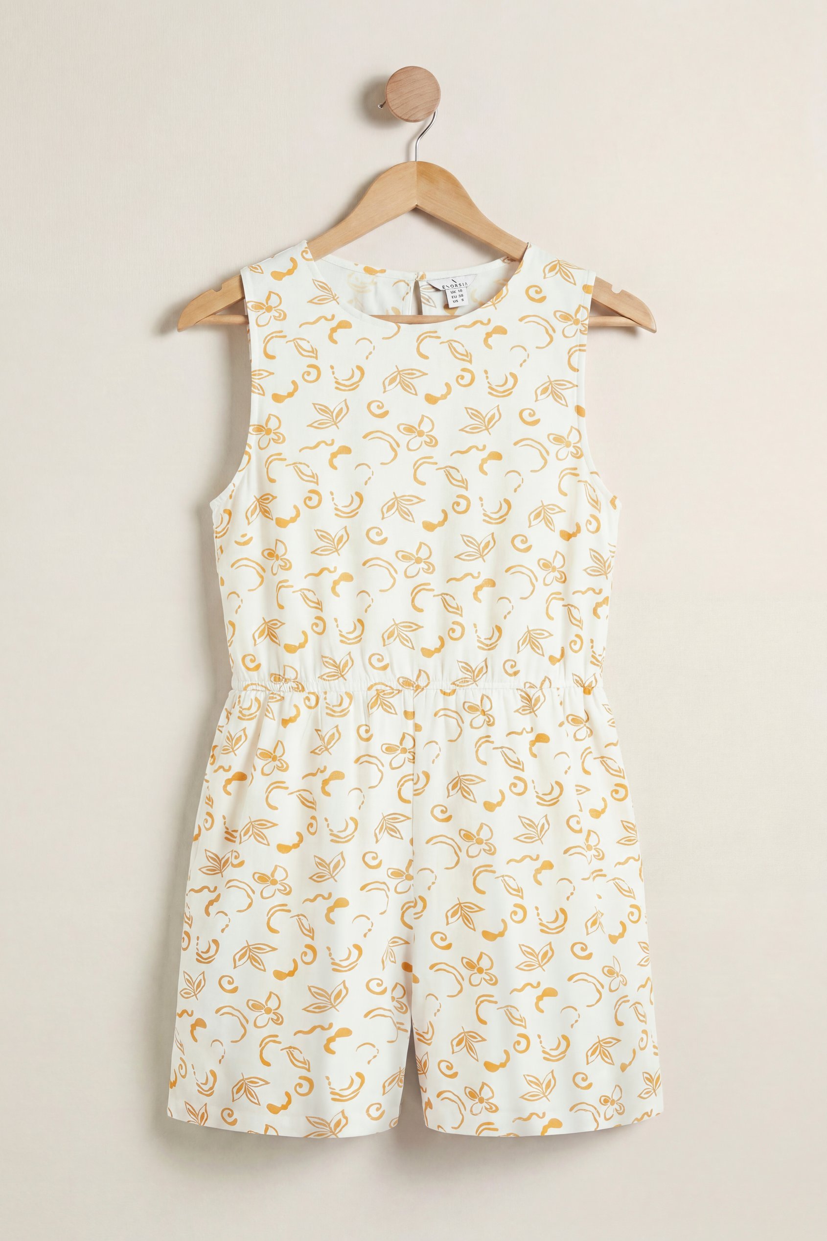 Enorsia Women's Yellow Sleeveless All Over Print Playsuit - Uk 18